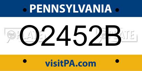 O2452B Pennsylvania License Plate