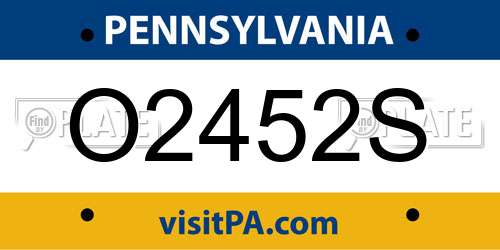 O2452S Pennsylvania License Plate