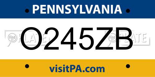 O245ZB Pennsylvania License Plate