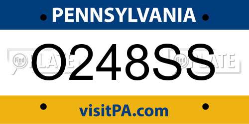 O248SS Pennsylvania License Plate