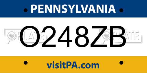 O248ZB Pennsylvania License Plate