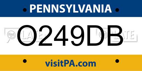 O249DB Pennsylvania License Plate