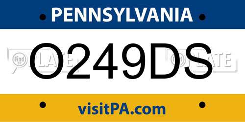 O249DS Pennsylvania License Plate