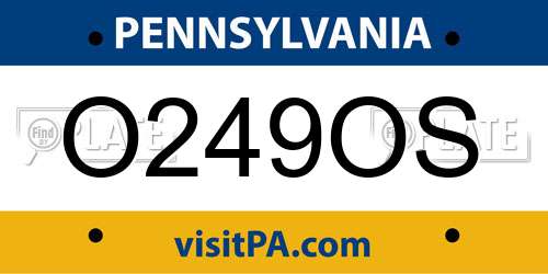 O249OS Pennsylvania License Plate