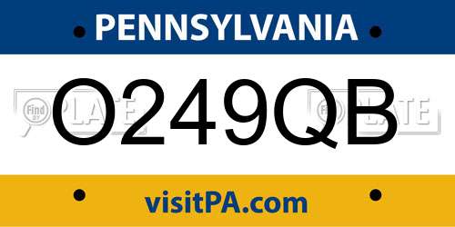 O249QB Pennsylvania License Plate