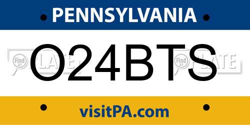 O24BTS Pennsylvania License Plate