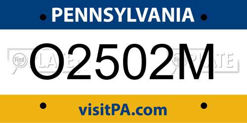 O2502M Pennsylvania License Plate