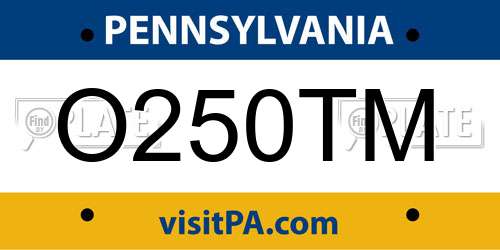 O250TM Pennsylvania License Plate