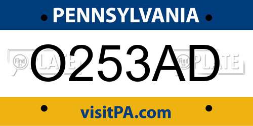 O253AD Pennsylvania License Plate