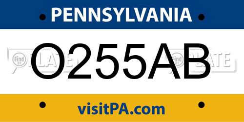 O255AB Pennsylvania License Plate