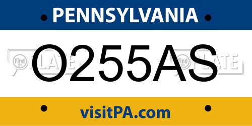 O255AS Pennsylvania License Plate