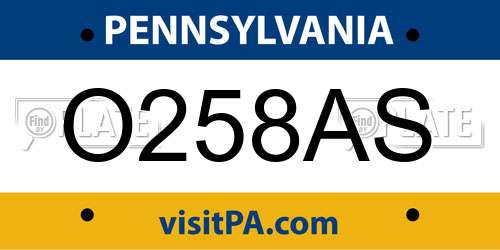 O258AS Pennsylvania License Plate