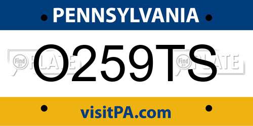 O259TS Pennsylvania License Plate