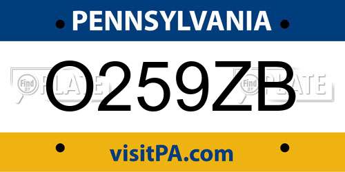O259ZB Pennsylvania License Plate