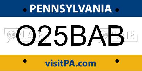 O25BAB Pennsylvania License Plate