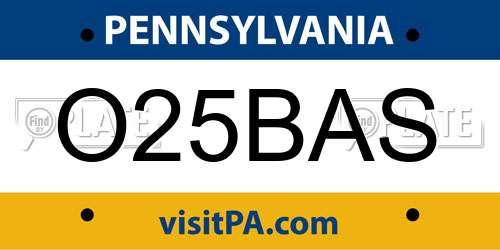 O25BAS Pennsylvania License Plate