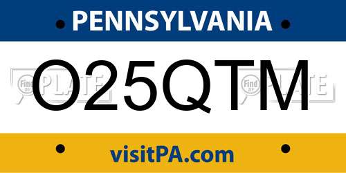 O25QTM Pennsylvania License Plate