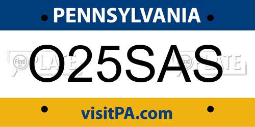 O25SAS Pennsylvania License Plate