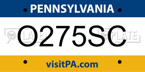 O275SC Pennsylvania License Plate