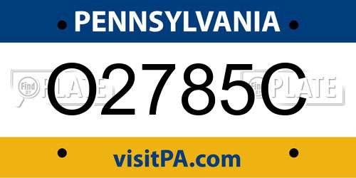 O2785C Pennsylvania License Plate
