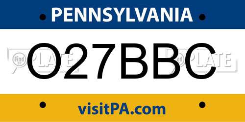 O27BBC Pennsylvania License Plate
