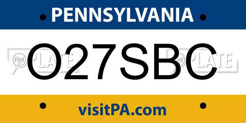 O27SBC Pennsylvania License Plate