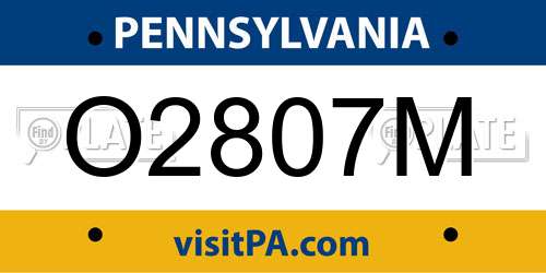 O2807M Pennsylvania License Plate