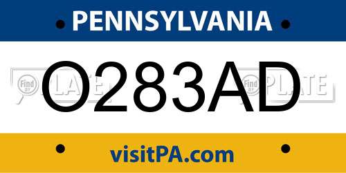O283AD Pennsylvania License Plate