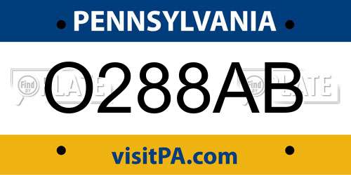 O288AB Pennsylvania License Plate