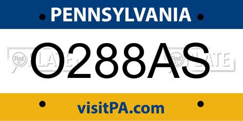 O288AS Pennsylvania License Plate