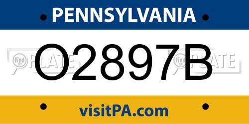 O2897B Pennsylvania License Plate