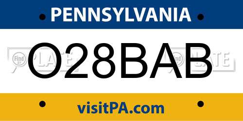 O28BAB Pennsylvania License Plate