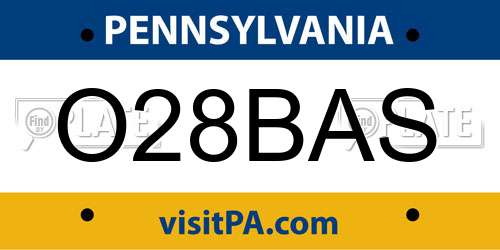 O28BAS Pennsylvania License Plate