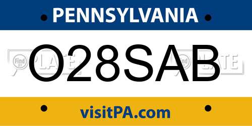 O28SAB Pennsylvania License Plate