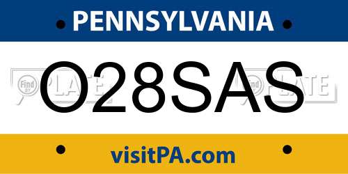 O28SAS Pennsylvania License Plate