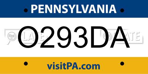 O293DA Pennsylvania License Plate