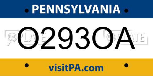 O293OA Pennsylvania License Plate
