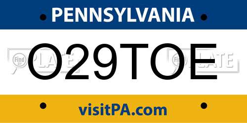 O29TOE Pennsylvania License Plate