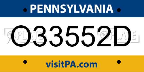 O33552D Pennsylvania License Plate