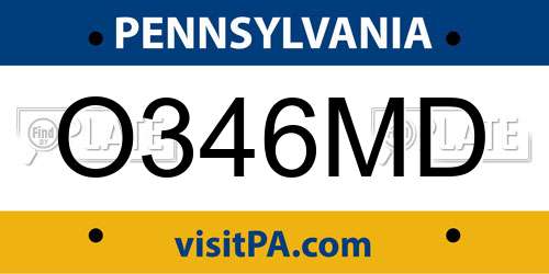 O346MD Pennsylvania License Plate