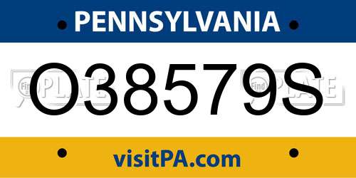 O38579S Pennsylvania License Plate