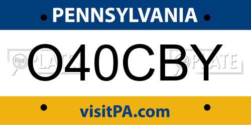 O40CBY Pennsylvania License Plate
