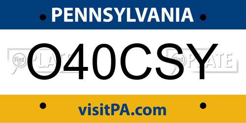 O40CSY Pennsylvania License Plate