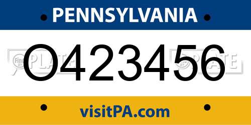 O423456 Pennsylvania License Plate