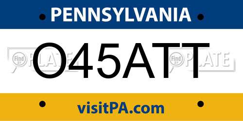 O45ATT Pennsylvania License Plate