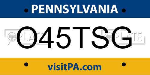 O45TSG Pennsylvania License Plate