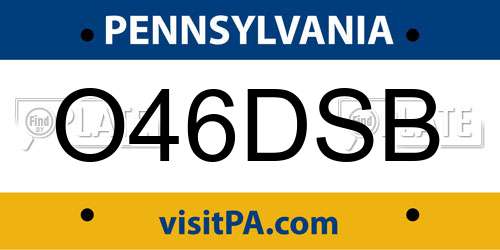 O46DSB Pennsylvania License Plate