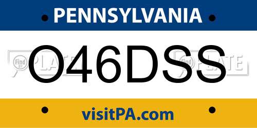 O46DSS Pennsylvania License Plate