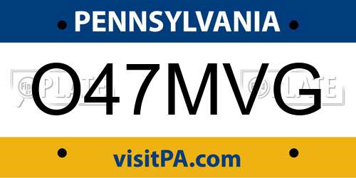 O47MVG Pennsylvania License Plate