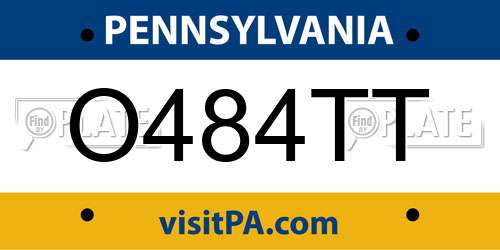 O484TT Pennsylvania License Plate